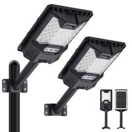 QMXINEYU Solar Street Light Outdoor, 20000LM 6500K Waterproof Motion Sensor LED Solar Powered Flood Light with Remote Control,Dusk to Dawn Commercial Area Lighting for Outside Parking Lot, 2-Pack