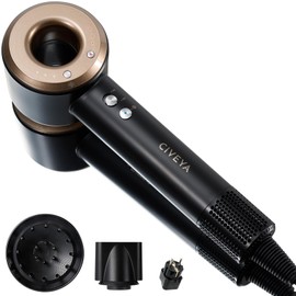CIVEYA Dual Voltage Hair Dryer for European Travel & Home Use, 110,000RPM Fast Drying Ionic Blow Dryer with Diffuser, Lightweight/Quiet/Portable Hairdryer with 4 Temps, 3 Speeds & Cool Shot Black