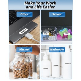 Aken A91201 Label Tape Compatible with Dymo Letratag Label Tape 12 mm x 4 m, Replacement for Dymo White Plastic Tape Compatible with Dymo Letratag LT-100H LT-100T XR 200B Label Makers