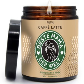 Muttertag Geschenk | Kaffee Duftkerze mit verschiedenen Motiven | Handgemacht aus Sojawachs | In Geschenkbox | Beste Mama Geschenk Idee | Tochter