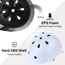 OUWOR Kids Skateboard Bike Helmet for Boy and Girl, Lightweight Adjustable, Multi-Sport for Bicycle Skate Scooter (Powder Blue, Small)