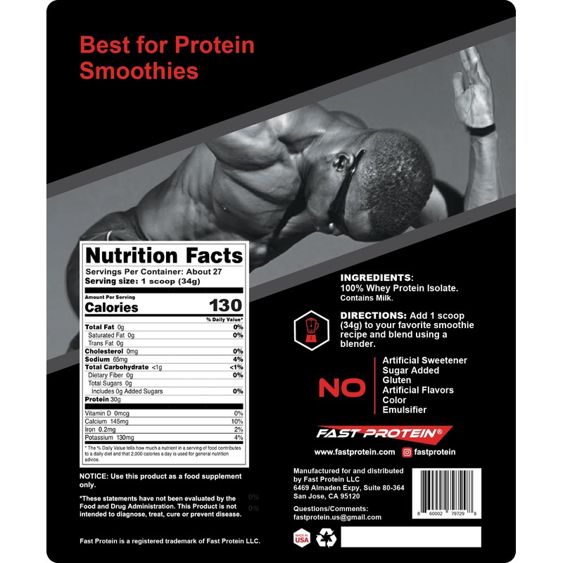 Whey Isolate Protein Powder Unflavored - 30g Protein Powder -