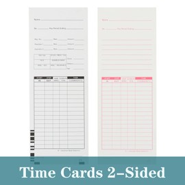 ALGLEA 500PCS Time Cards for Employees, 2 Sided Time Sheets, 3-3/8" x 9", Universal Payroll/Job Time Cards for 7000E/7500E，Black/Red
