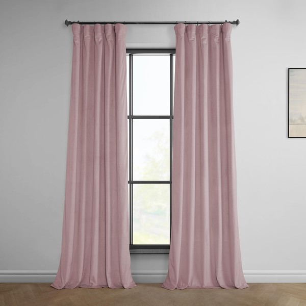 HPD Half Price Drapes VPYC-161207-96 Plush Velvet Curtain (1 Panel), 50 X 96, Ballet Pink