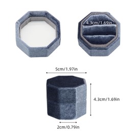 Bototack Velvet Ring Box, Double Slot Octagon Engagement Ring Holder, Elegant Jewelry Gift Ring Box, Ring Earrings Storage Box for Proposal Wedding Ceremony (dark blue)