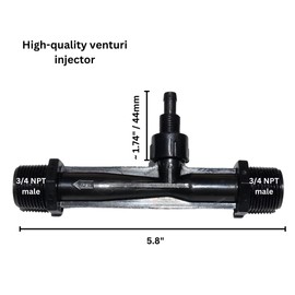 Venturi Injector for Cold Plunge, Spa, Pool Pumps, 3/4" Threaded Inlets/Outlets, 1/4" Ozone Port