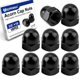16Pcs 3/8"-16 Acorn Cap Nuts, Zinc Plating-Black Hex Head Acorn Cap Nuts, Stainless Steel 18-8 (304) Hexagon Dome for Indoor Outdoor