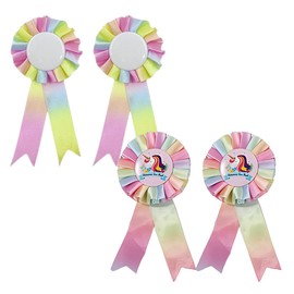 XUZOPIM Pack of 4 Hobby Horse Rosettes for Winner Rainbow Bows for Horse Accessories Sports Events Classroom Talent Shows DIY Party Supplies