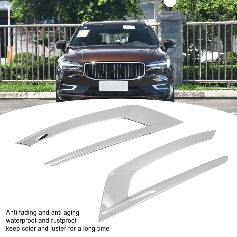 2PCS Front Fog Light Trim Silver Decoration Anti Fading Exterior