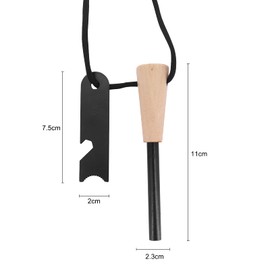 Beowanzk Set of 2 Outdoor Fire Steel Flint Survival for Bushcraft, Magnesium Rod Fire Starter with Handmade Wooden Handle, 21,000 Flint Clipper for Survival, Home, Camping