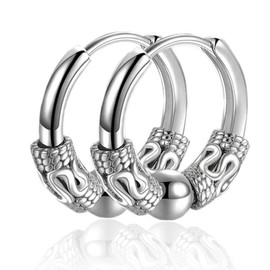 Clyhon Hoop Earrings, Medical Stainless Steel, Vintage Perforated Cartilage Jewellery, Hoop Earrings, Suitable for Men and Women, Punk Hip Hop Earrings, Hypoallergenic, Silver