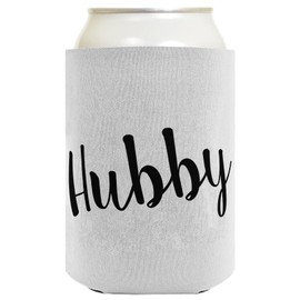 Bridal Shower Gifts Hubby & Wifey Wedding Gifts 2 Pack Can Coolie Drink Coolers Coolies White