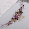 Wekicici Purple Rhinestone Pearl Headband Crystal Pearl Wedding Hair Comb