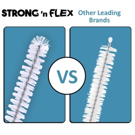 Strong 'n Flex Nylon Straw Cleaner Brushes – Fan-Shaped End for Tight Spaces, Ideal for Reusable Straws, Water Bottles, Sippy Cups & Pipes – Includes Zippered Pouch – 10" Long – Set of 3