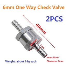 MiJunHD 6mm One Way Non Return Check Valve, 2PCS Aluminium Alloy Barb Tail Valve Petrol Diesel Fuel Oil Valve for Car Marine Carburettor Low Pressure Systems