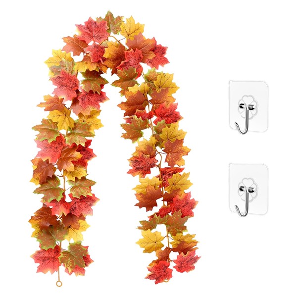 Autumn Decor, 5.7ft Artificial Maple Leaves Autumn Garland Decorations with
