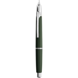 Majohn A2 Press Fountain Pen Extra Fine Nib with Box, Retractable Green Resin Ink Pen with Converter Writing Pen Set (Silver Clip Version）