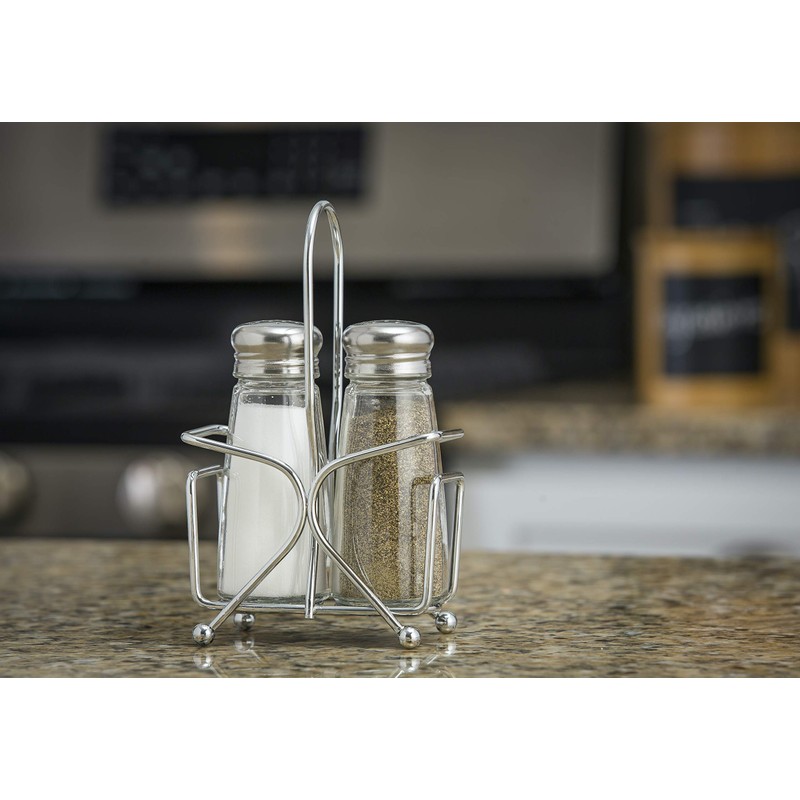 Salt and Pepper Shaker Set with Rack