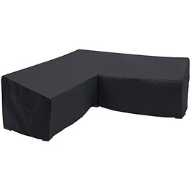 Orqihod V-Shaped Patio Furniture Cover Waterproof 600D Heavy Duty Outdoor Sectional Sofa Covers with Storage Bag 85x85inch Black Protective Cover for Corner Sofa Windproof
