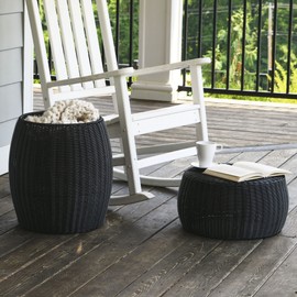 Household Essentials Resin Barrel Side Table, Black