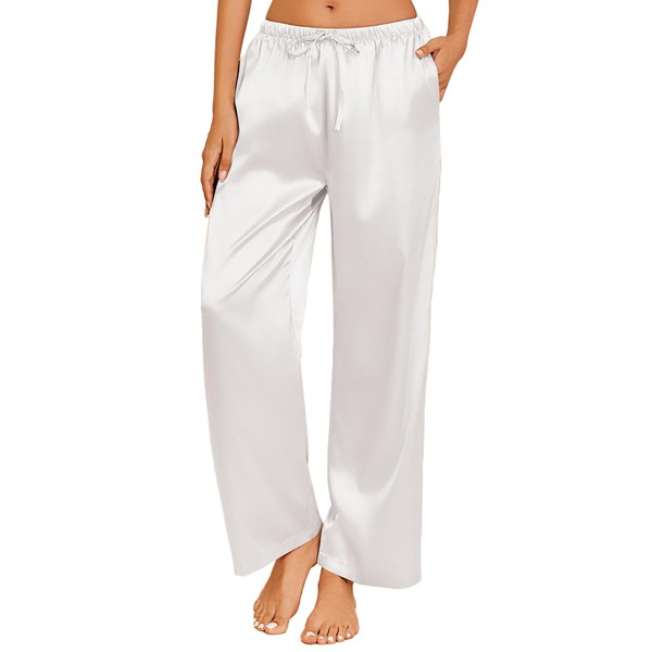 Ekouaer Womens Silk Satin Pajama Pants Casual Loose Lounge Pants