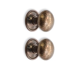 Infinity Decor Antique Hammered Pattern Mushroom Shape Door Knobs Pairs 50mm Pull Handles Set for Interior & Exterior Doors