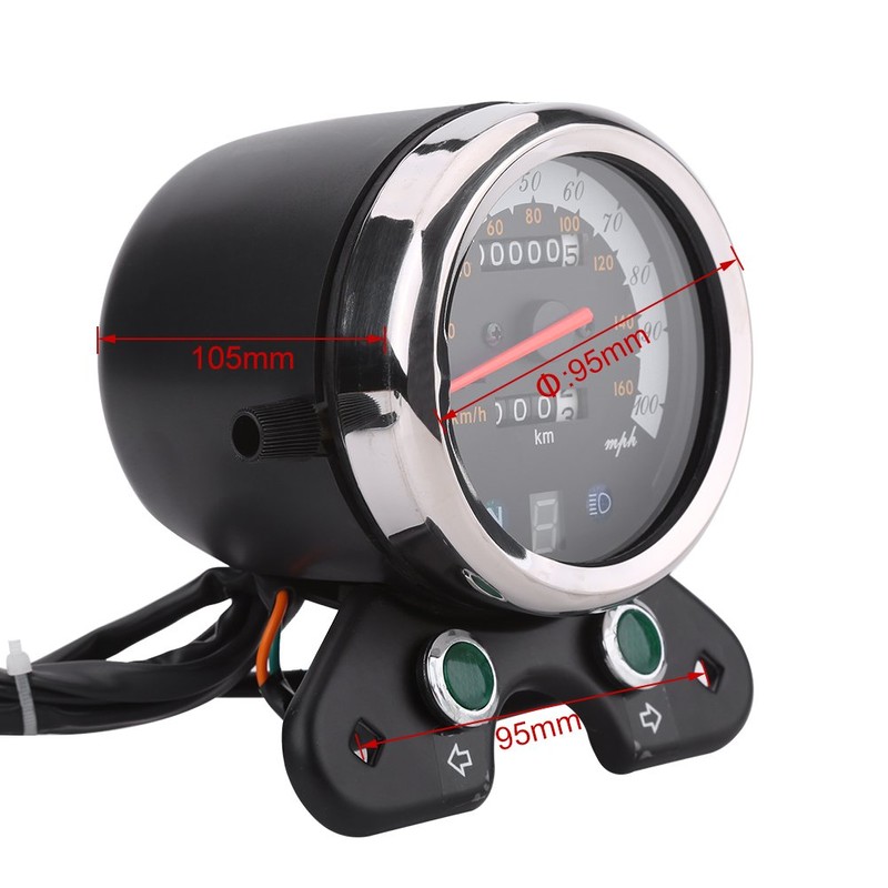 Qiilu Universal Motorcycle Dual Odometer Speedometer Meter Gear Digital Display