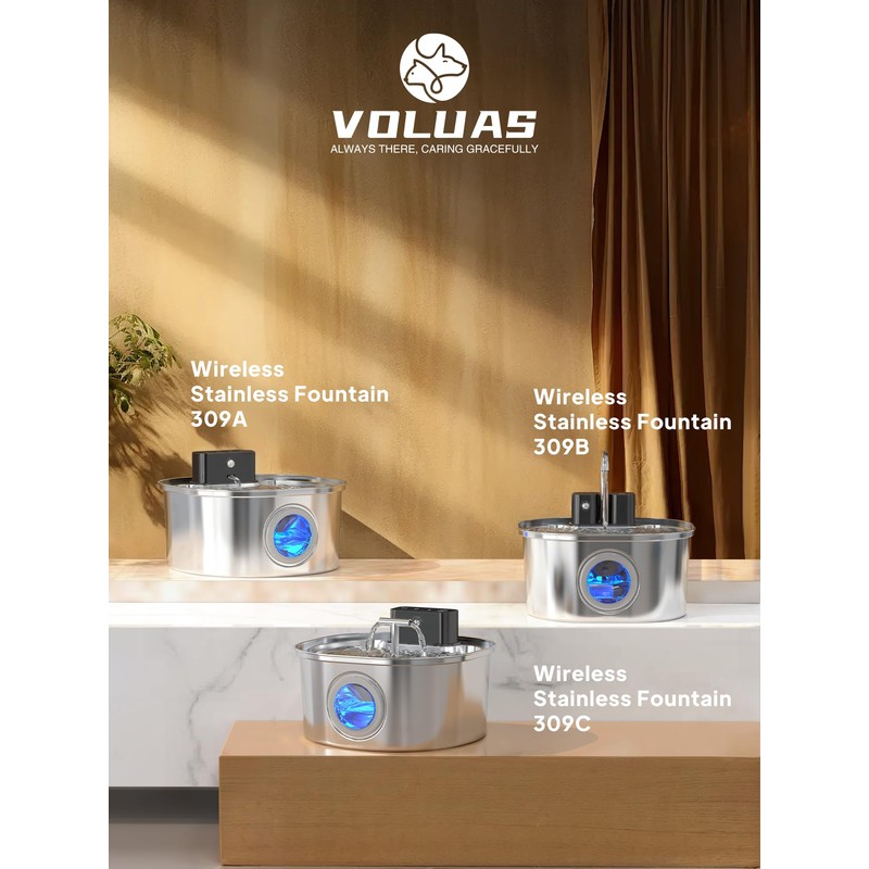 Voluas Replacement Cat Water Fountain Filters, 3 Filters and Pre-Filter