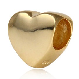 Ollia Jewelry Gold Plated 925 Sterling Silver European Style Beads Glossy Shiny Heart Charm Hold Me Firmly Charm Steadfast Love Charms by Ollia 925 Sterling Silver Charms