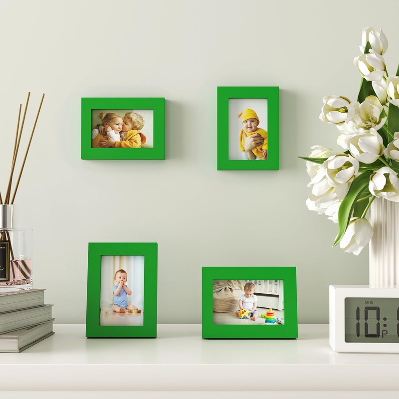 KINLINK 3.5x5 Picture Frame Grass Green, Solid Wood Frames with