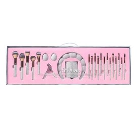 Juego profesional de brochas de maquillaje, 23 piezas, brochas sintéticas rosa y blancas con mango de diamante, para polvo, contorno, aplicación de so