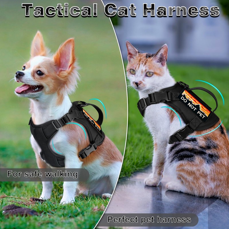 nanappice Tactical Cat Harness for Walking, Adjustable Escape Proof Pet