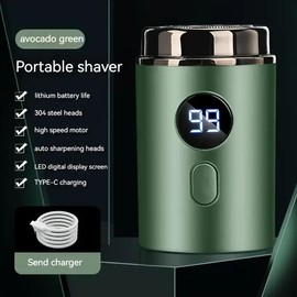 Mini Electric Shaver for Men - IPX7 Waterproof, Ultra-Thin 3D Floating Blades, 60min Runtime, Fast Type-C Charging, Cordless Portable Travel Razor, Wet/Dry Use:_Green