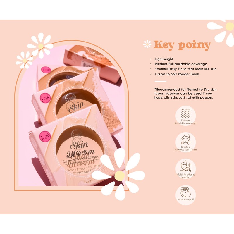 Skin Bloom Cream to Powder Compact, Almond, Women's Makeup and