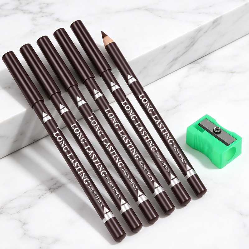 6Pcs Eyebrow Pencils for Women Wooden Hard-Core Eyebrow and Eyeliner
