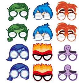 Birthday Photo Prop Party Favor Packs, 12Pcs Paper Party Glasses Masks for Boys Girls Inside Out Themed Birthday Gift; TDJ