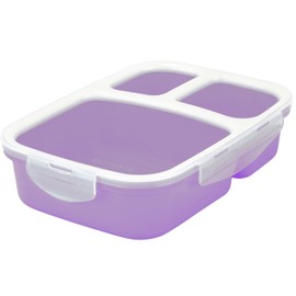 Lonchera tipo Bento, a prueba de fugas, con 3 compartimentos, contenedor para almacenar alimentos, Púrpura, 1