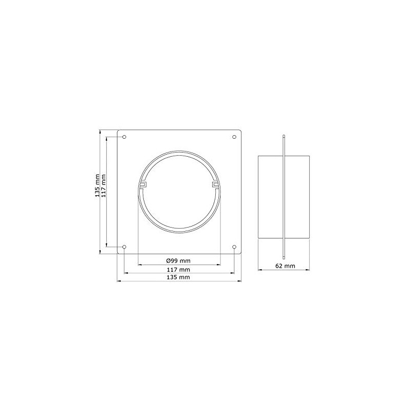 VONLIS Wall Flange Connector Diameter 100 mm Pipe Connector Ventilation