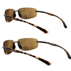 Pink Ribbon Shades 2 Pair of Rimless Bifocal Style - Smoke/Smoke Lens (2.50 Tortoise)