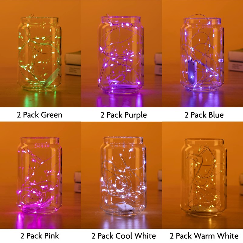SINAMER 12 Pack Fairy Lights Battery Operated String Lights, 7ft