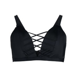 Zizzi Swim by Women's Plus Size Bikini Top with Ribbon Detail Size 18 Black, black