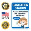 Sanitization Station Please Wipe Down The Equipment After Use Sign,