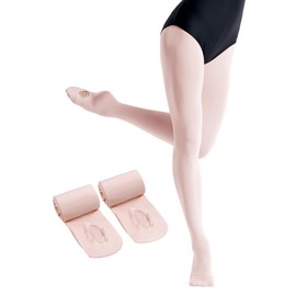 Phoeswan - Medias de ballet para niñas y mujeres, convertibles y sin pies para ballet, gimnasia, escuela, 2 o 3 pares/paquete, Piel con patas (paquete de 2), XX-Large
