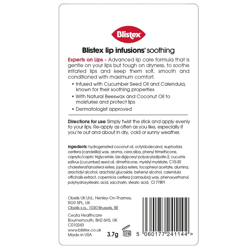 Blistex Lip Infusions Soothing Lip Balm, Gentle on the lips