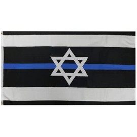 2X3 Israel Israeli Thin Blue Line Police Memorial 100D Woven Poly Nylon Flag