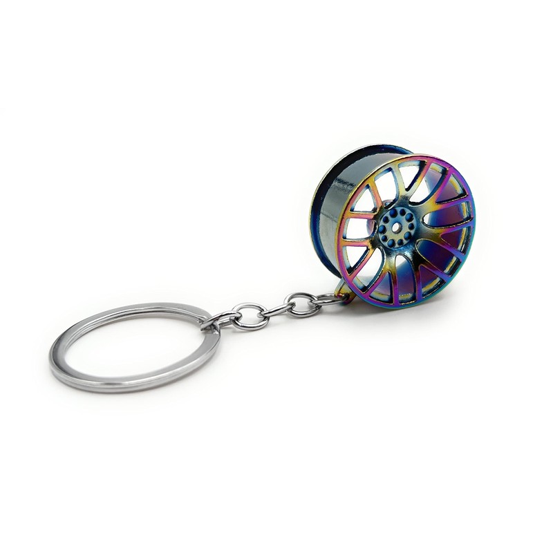 H-Customs Wheel Rim Car Tuning Colourful Effect Keyring Pendant Colourful