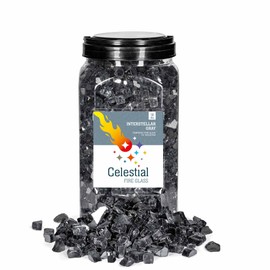 High Luster, 1/2" Reflective Tempered Fire Glass in Interstellar Gray, 10 Pound Jar, by Celestial Fire Glass