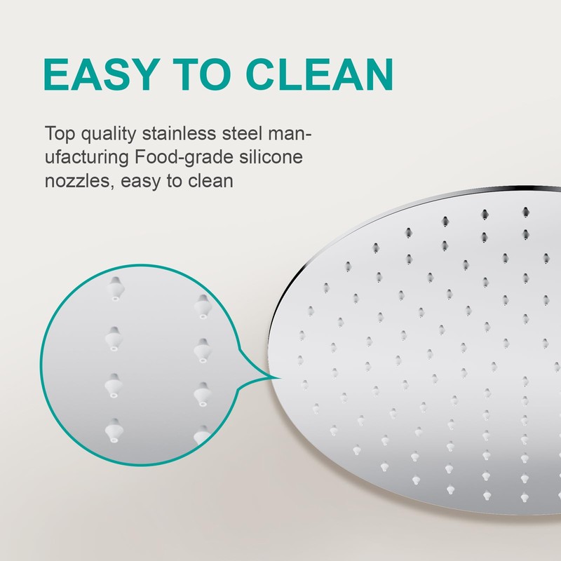 AULEEND 12 Inch Round Rain Shower head, High Flow Stainless