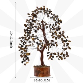 P&R:UK Tiger Eye Crystal Tree Meditation Accessories – Money Tree of Life – Real Gemstones Crystal Decor Promotes Positive Energies – Spiritual Gift Healing Stones for Office, Home Display