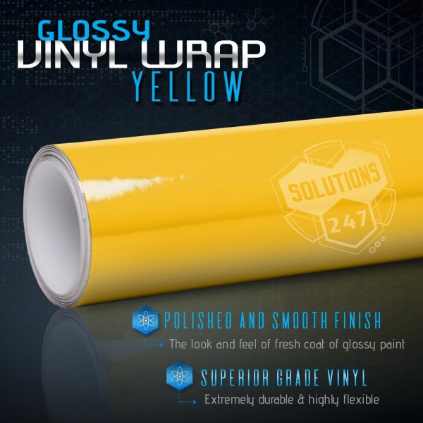 Solutions Gloss Yellow Glossy Vinyl Wrap Film Decal Bubble Free